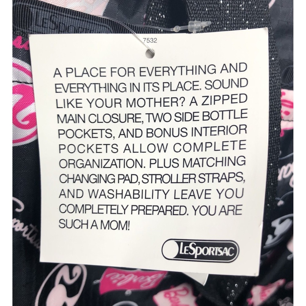 LeSportsac Barbie Sparkle Ryan Baby Bag Diaper‎ Bag Changing Pad 7532 K151 Black - Picture 5 of 14